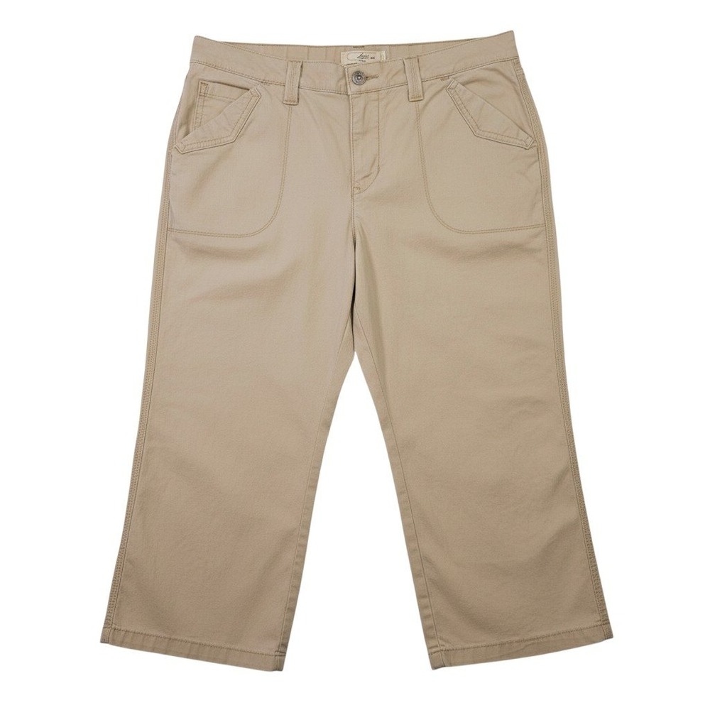 Levis Chino Cropped Pants Womens 14 Beige Cotton Blend Comfort Waist Flap Pocket